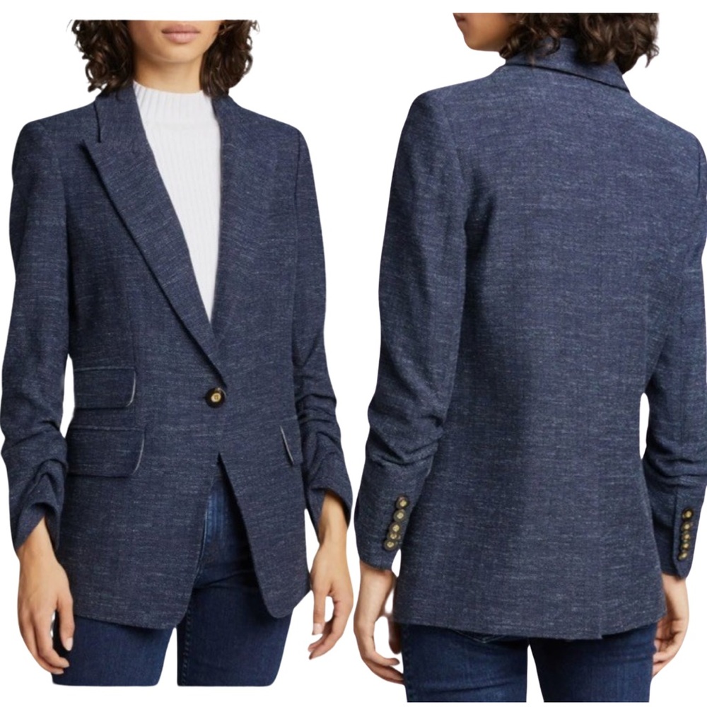 Veronica Beard Martel Dickey Blazer Wool Blend Navy Single-Button Buy of Trade